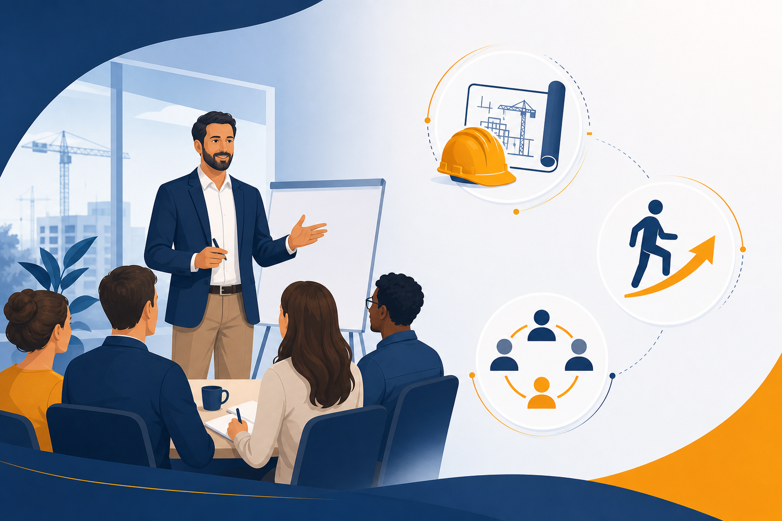 Session de formation Evolubat Academy : coaching, développement et formations techniques BTP